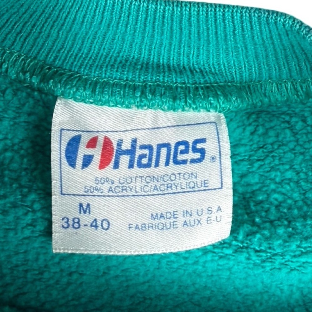 Vintage Yellowstone Crewneck Sweatshirt Teal Hanes USA Made Medium - Picture 3 of 10
